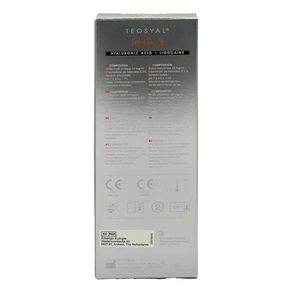TEOSYAL® RHA3 23mg/ml, 3mg/ml 2-1ml prefilled syringes - Image 2