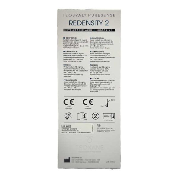 TEOSYAL® PURESENSE REDENSITY II 2x1ml 15mg/ml, 3mg/ml 2-1ml prefilled syringes - Image 2