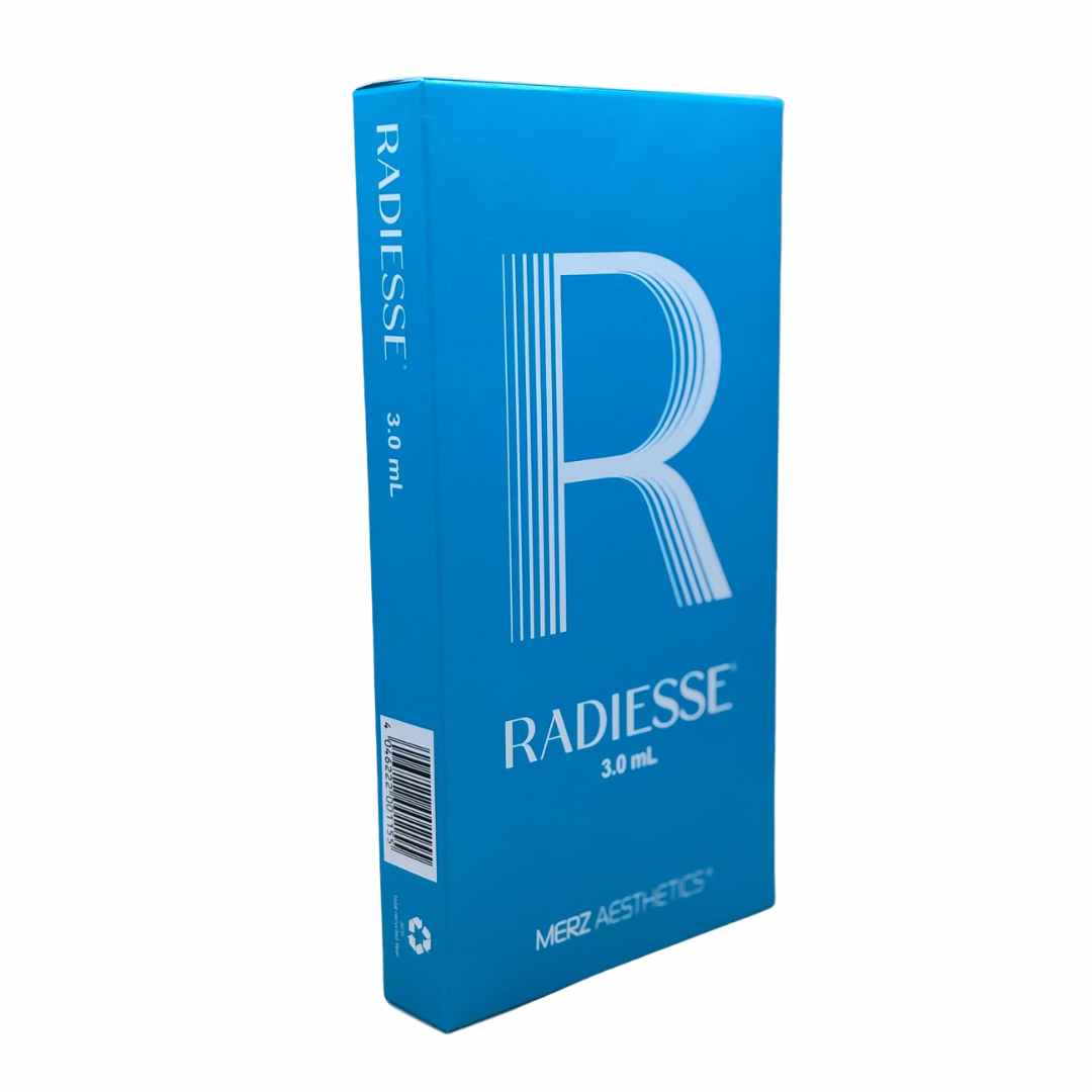 Caja de Radiesse 3.0 ml original, relleno de hidroxiapatita de calcio para volumen facial y corporal.