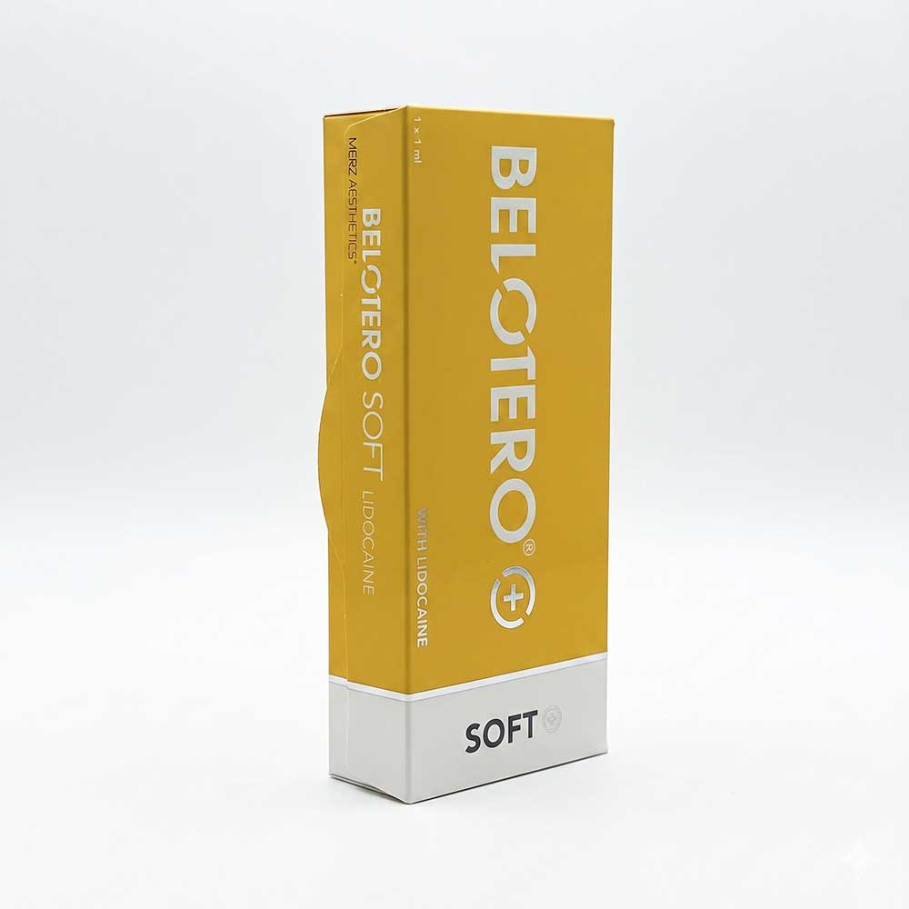 Empaque original de Merz Aesthetics para clínicas que desean comprar Belotero Soft con Lidocaína de forma segura.