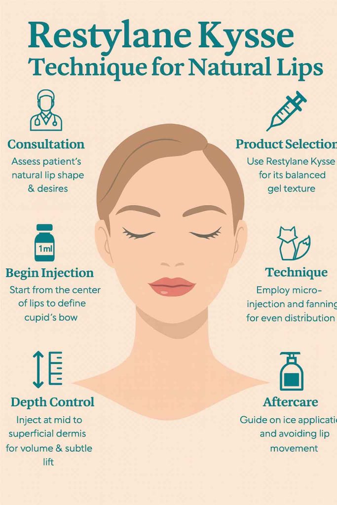 Infographic comparing Restylane Kysse features and benefits for lip rejuvenation