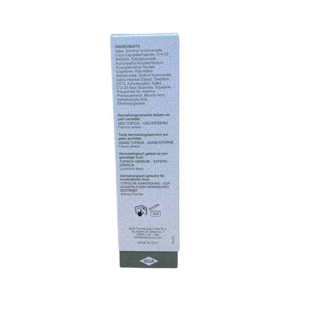 Lista de ingredientes de la crema Profhilo Haenkenium incluyendo ácido hialurónico y extracto de Salvia Haenkei.