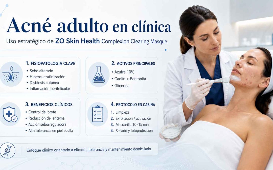 Tratamiento de Acné Adulto en Clínica: El Uso Estratégico de ZO Skin Health Complexion Clearing Masque en Protocolos de Alta Eficacia